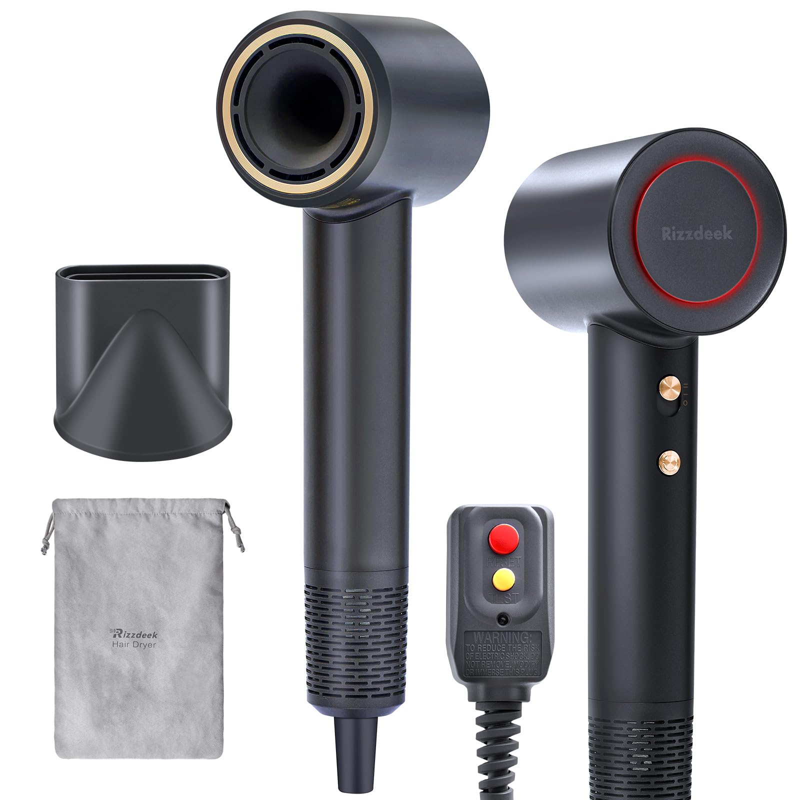 OB-WQT9-WCJ0 Rizzdeek 500M Negative Ion Hair Dryer - 110,000 RPM High-Speed Brushless Motor