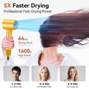 rizzdeek lightweight hair dryer, high speed 160,000 rpm 500m negative ions brushless blow dryer for frizz free shine, fast drying intelligent thermo control, quiet travel dryer with magnetic nozzle