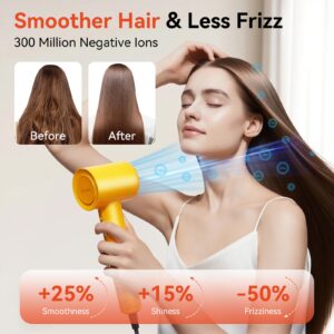 rizzdeek lightweight hair dryer, high speed 160,000 rpm 500m negative ions brushless blow dryer for frizz free shine, fast drying intelligent thermo control, quiet travel dryer with magnetic nozzle